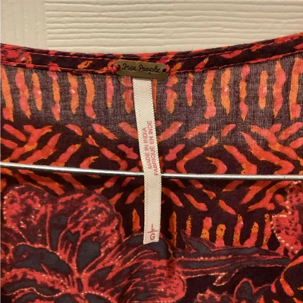 Free People Red and Orange Floral Tunic - Image 2