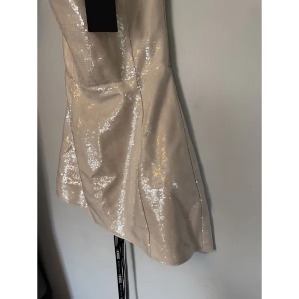 Heiress Beverly Hills Womens Strapless Sequin Corset Mini Dress Natural Sz S NWT - Image 15