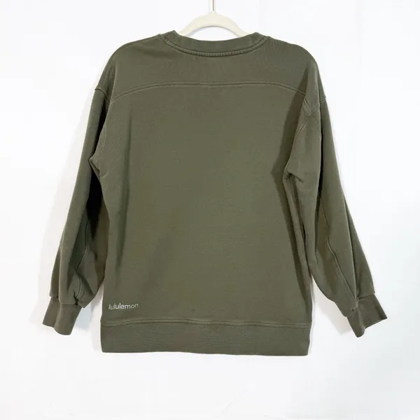Lululemon Perfectly Oversized Crew Crewneck Sweatshirt Cotton Terry Army Green - Image 4