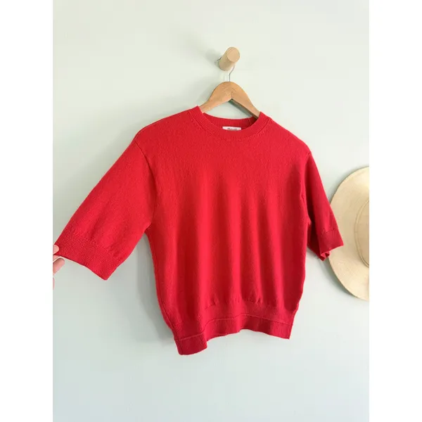 Madewell | NWT 100% Cashmere Relaxed Sweater Tee Ruby Red | Sz XXS - Image 3