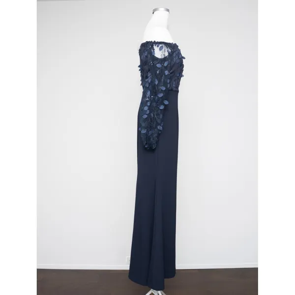 Eliza - Floral Appliqué Long Sleeve Off-the-Shoulder Gown - Image 11