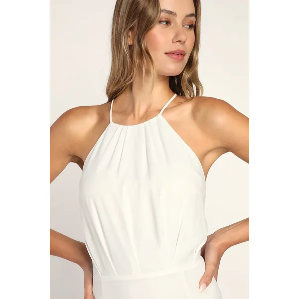 NWOT Lulus Dreamy Date Night White Sleeveless Midi Dress Wedding Cocktail Size M - Image 3