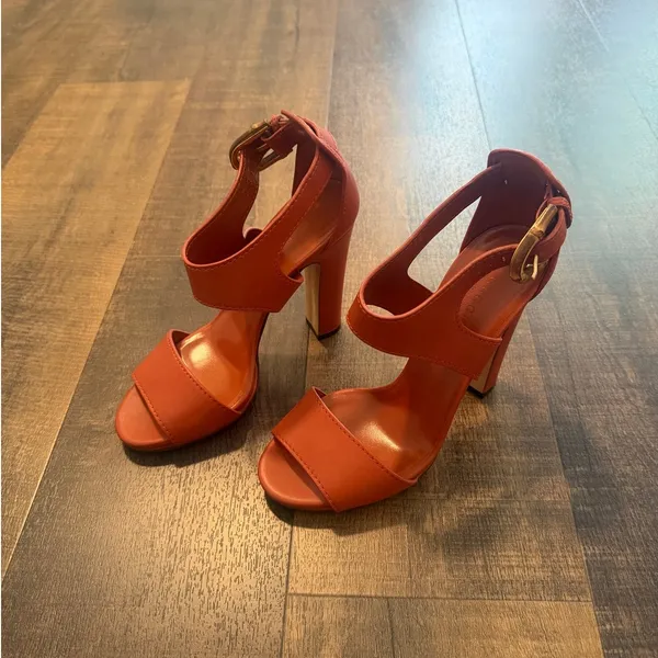 Gucci Bamboo Buckle Orange Leather Ankle Strap Heels Women's Size 38.5 - Image 11