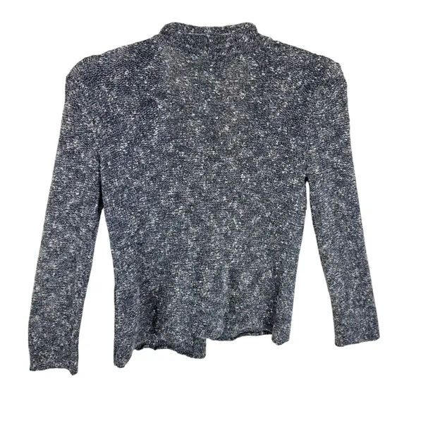 J. Jill Gray Speckled Long Sleeve‎ V-Neck Cotton Knit Button Front Cardigan Sz M - Image 2
