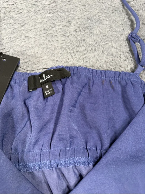 Lulu's Blue Tie-Front Cami Tank Top crop medium NWT - Image 4