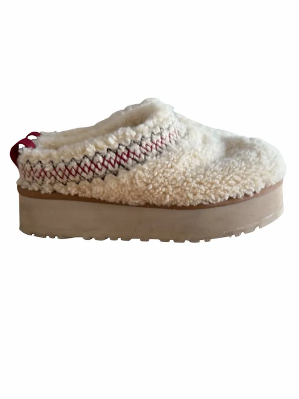 UGG Tazz Heritage Braid Slippers in Natural Shearling - Image 3