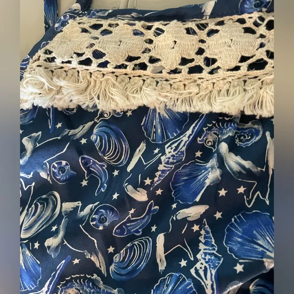 I Madeline Seascape Blue Fringe Sleeveless Top size Large - Image 8