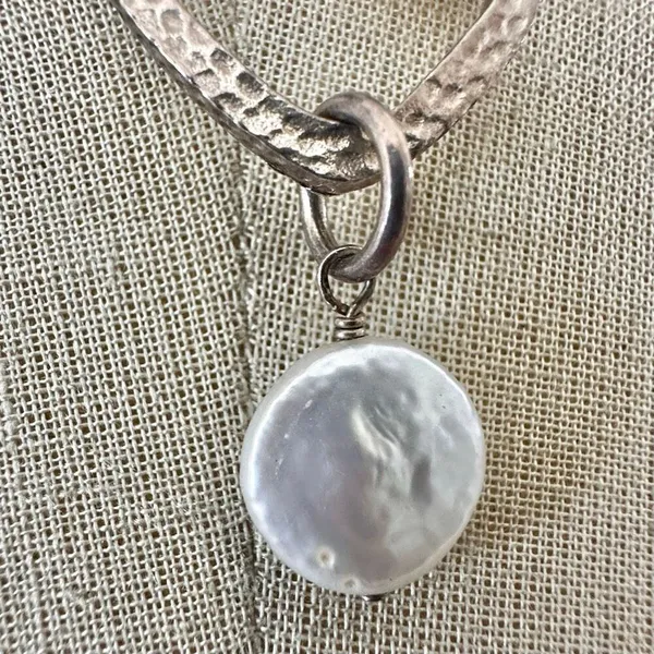 Silpada Sterling Silver & Leather Coin Pearl Necklace - Image 6