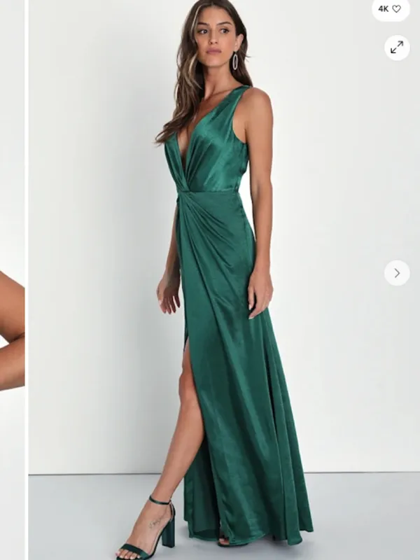 LULU's Elegant Sophisticated Sexy Chic Satin Wedding Holiday Satin Maxi Dress - Image 2