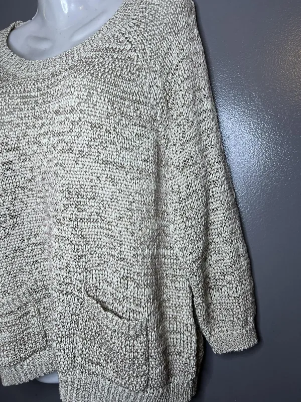 Sonoma Life + Style Sweater Womens XL Beige Marled Knit Scoop Neck Pockets - Image 4