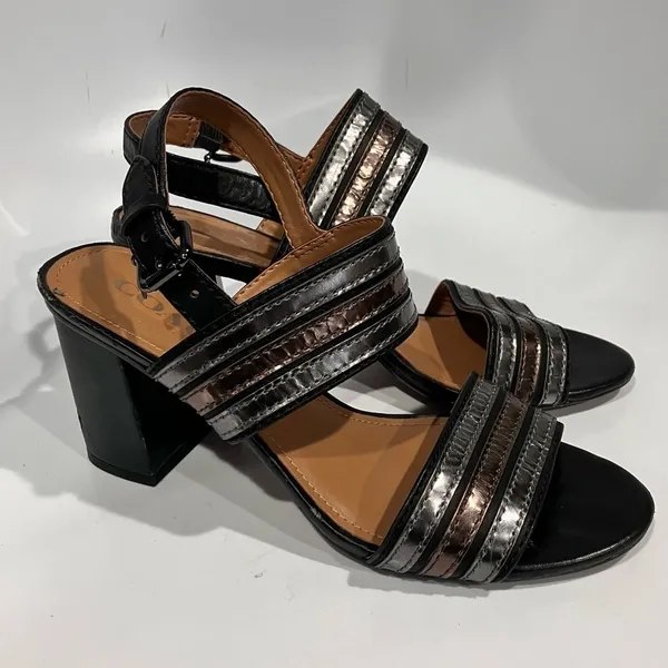 Coach‎ Princeton heeled sandals metallic leather size 7.5 - Image 2