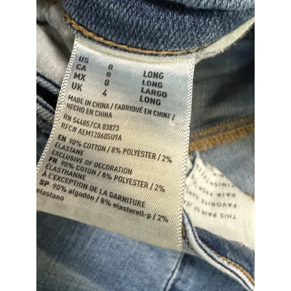 American Eagle Super Stretch X Hi-Rise Blue Denim Jeggings‎ Women's Size 0 Long - Image 8