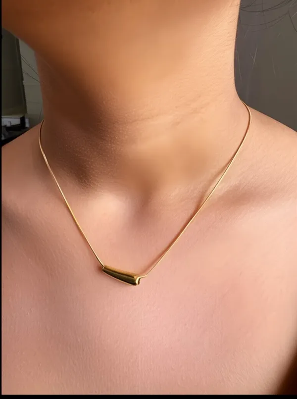 Minimalist Gold Bar Necklace Sleek Modern Choker Style Jewelry - Image 2