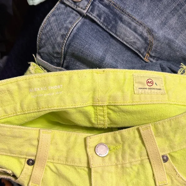 💙💖‎ AG Adriano Goldschmied Alexxis Neon Green High Rise Wedgie Cutoff Shorts - Image 4