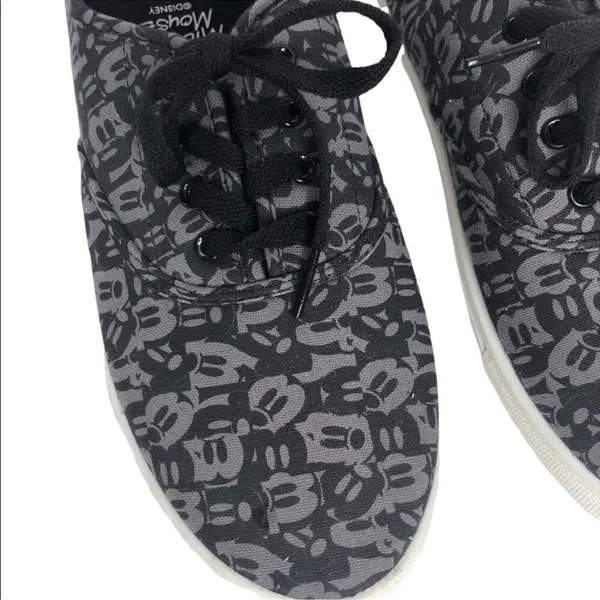 Disney Mickey Mouse Canvas Sneakers Size 10 Black Grey Retro Streetwear Shoes - Image 11
