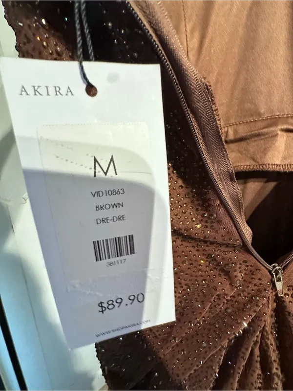 AKIRA NWT Rhinestone chocolate brown mini dress - Image 5