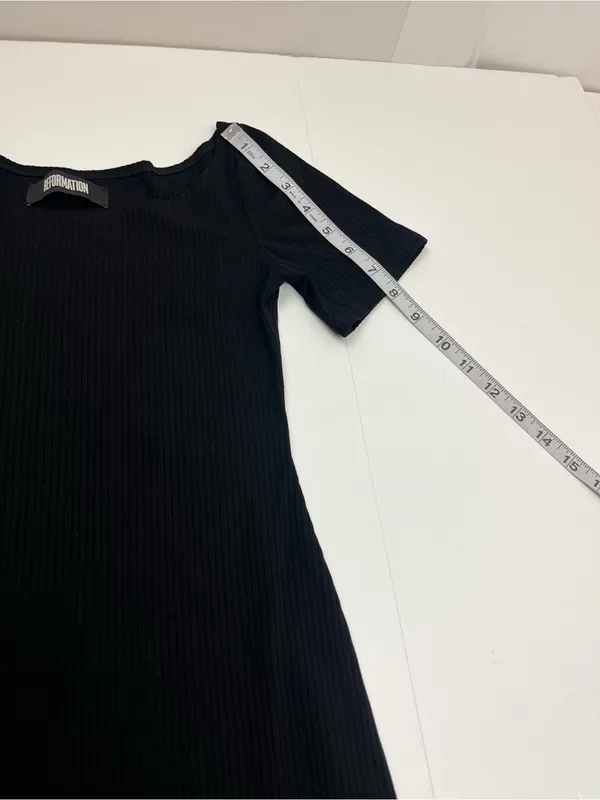 Reformation Classic Black Ribbed Short Sleeve Scoop-neck Dress Womens XS Stretch - Image 8