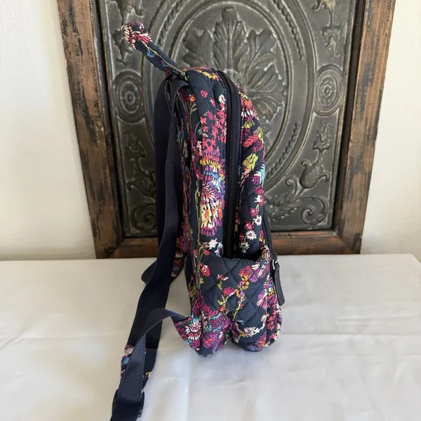 Vera Bradley Small Zipper Backpack Midnight Wildflowers‎ Travel Boho Artsy - Image 4
