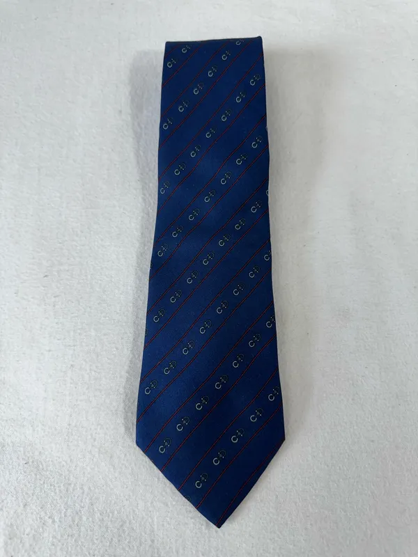 Vintage Charles Jourdan Paris Silk Tie Blue Office Luxury Designer Neck Tie - Image 3