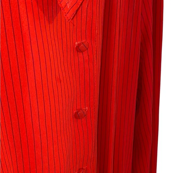 Vintage 70s 80s Cabaret Paris Red black Pin Striped Secretary dress valentines - Image 9