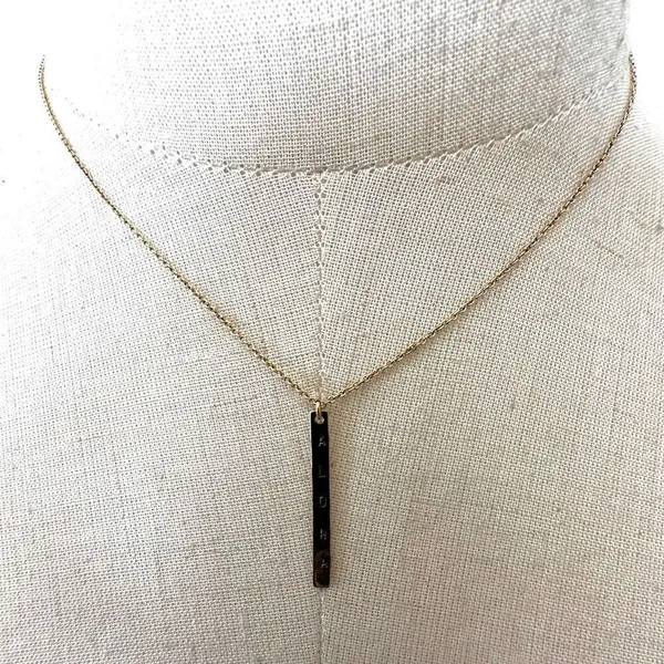 Gold tone aloha bar pendant necklace - Image 3