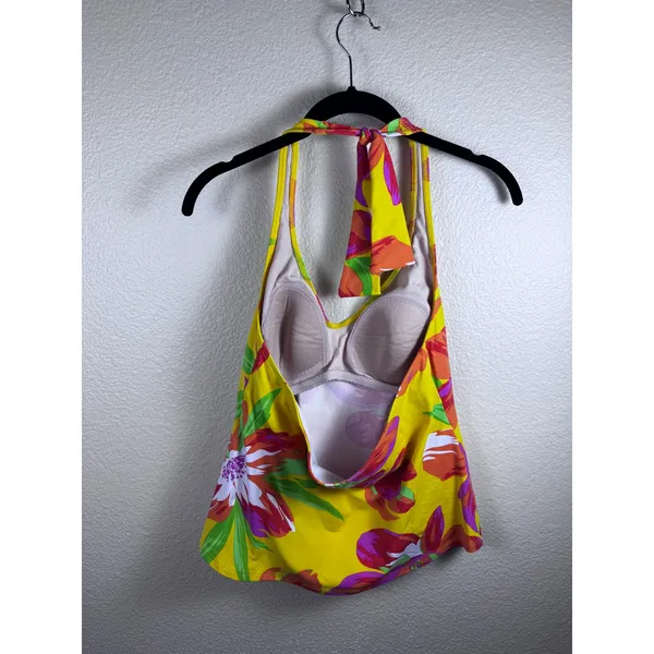 La Blanca Floral Halter Tankini Two Piece Swimsuit Women 14‎ Stretch Tropical - Image 3