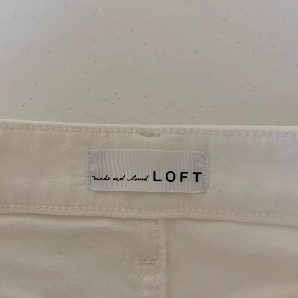 EUC LOFT women’s raw hem‎ white denim curvy skinny crop jeans size 27 - Image 6