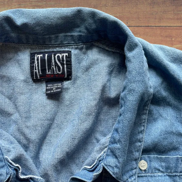Vintage Women’s Denim Button Down Shirt Blue Size M - Image 2