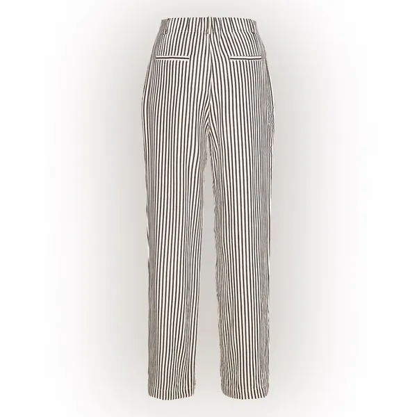 Mango elasticated waist staight wide leg stripe pants in mono stripe size large - Image 4