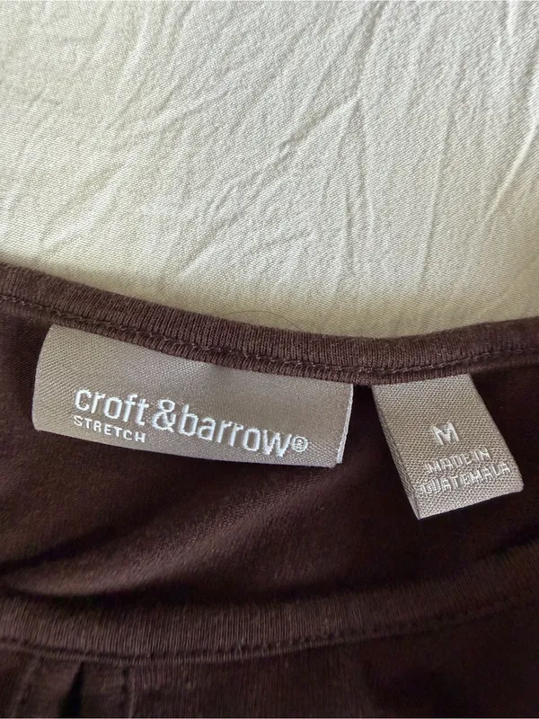 croft & barrow Brown Long-Sleeve Striped Tee with Pink Accents - Image 2
