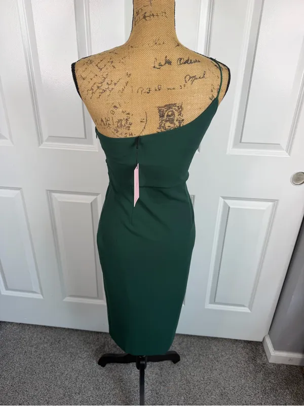 Hello Molly Teal One Shoulder Midi Dress Tie Waist Slit NWT - Image 7