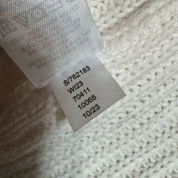 Loft tipped ribbed sweater‎ jacket cream navy blue trim xxs - Image 10