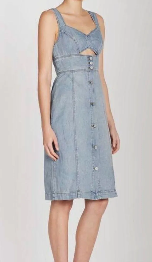 La Vie Rebecca Taylor Drapey Denim Cut-Out Dress in Forget Me Not - Image 6
