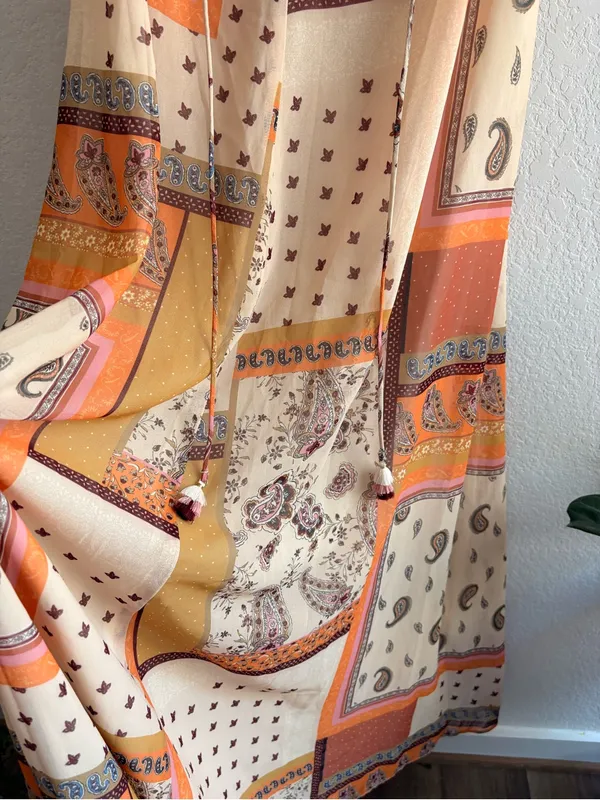 ZARA Boho Paisley Print Trapeze Swing Maxi Dress Size L - Image 4