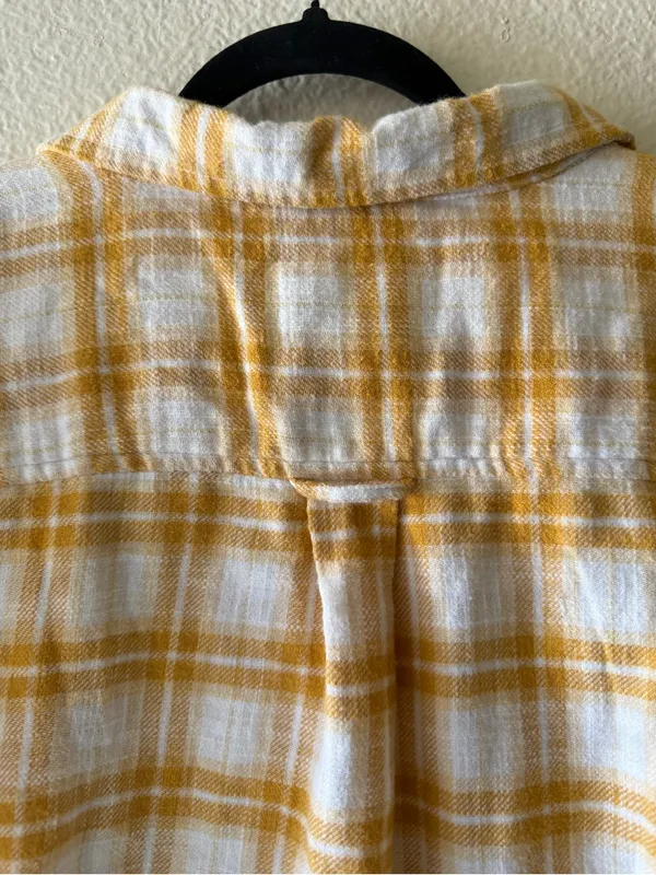 NWT American Eagle Outfitters Mustard Plaid Button-Down Shirt - Image 8