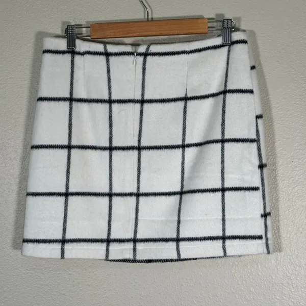Lulus White Plaid Fleece Mini Skirt Womens M Fall Preppy Academia School Girl - Image 5