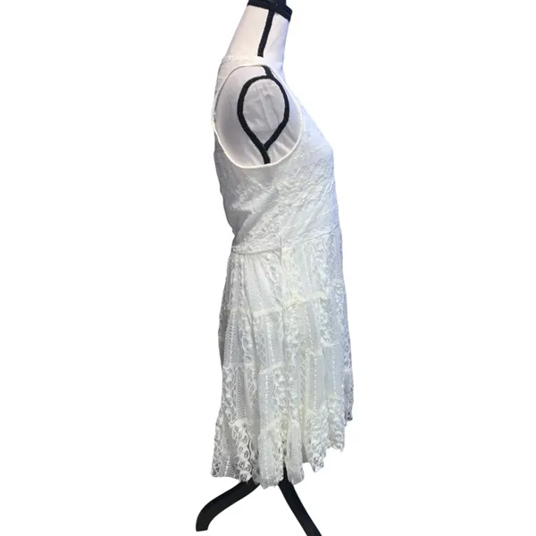 Jody California White Lace Sleeveless Dress V-neck Western Cowgirl Boho - Image 4