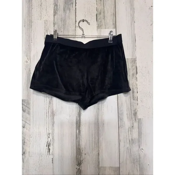 Juicy Couture Black Velour Sleep Shorts Rhinestone Logo Lounge Shorts Size M - Image 4