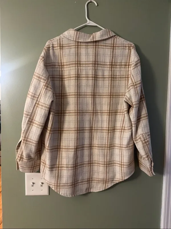 Lush Cream & Tan Plaid Shacket - Image 4