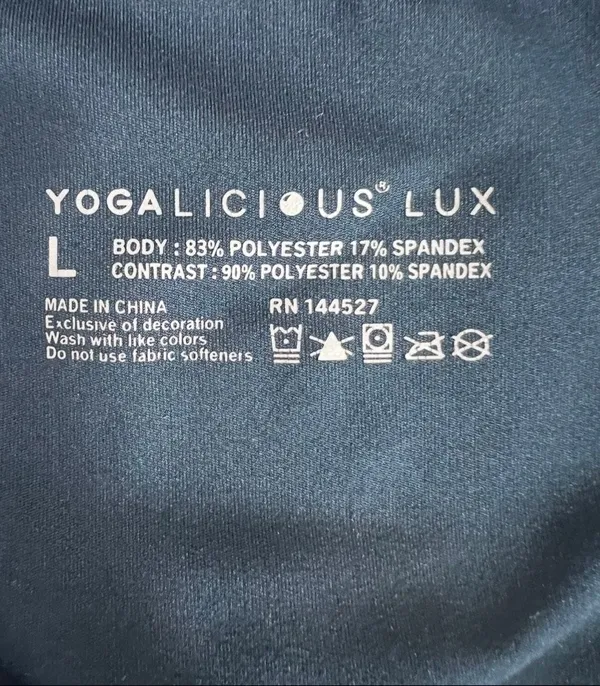 Yogalicious Lux Mid Rise Green Leggings Womens Size L Stretch Athletic Pocket - Image 8