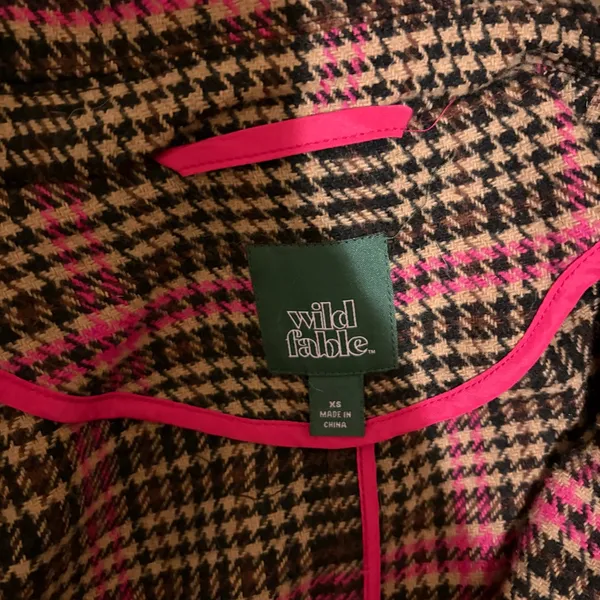 Wild fable XS Plaid Long length Coat with Pink Accents - Image 7