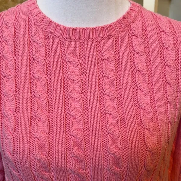 L.L. Bean Iced Rose Crewneck Cable Knitted Long Sleeve Sweater Size Small - Image 2