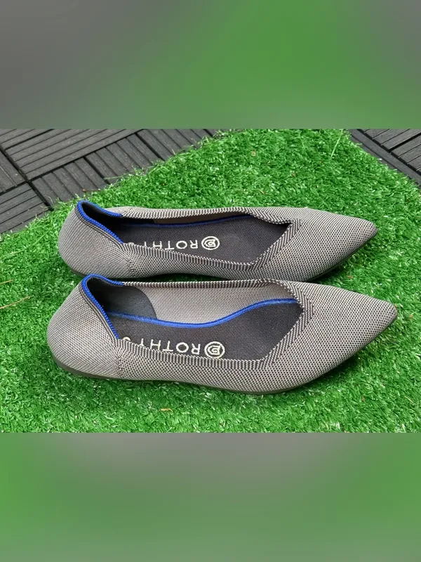 Rothy's The Point Cloud Grey Birdseye Pointed Toe Flat Size W8.5 - Image 9