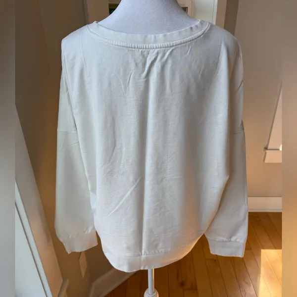 Natural Reflections Vintage 90s White Red Blue USA Flag Crewneck Sweatshirt Sz L - Image 3