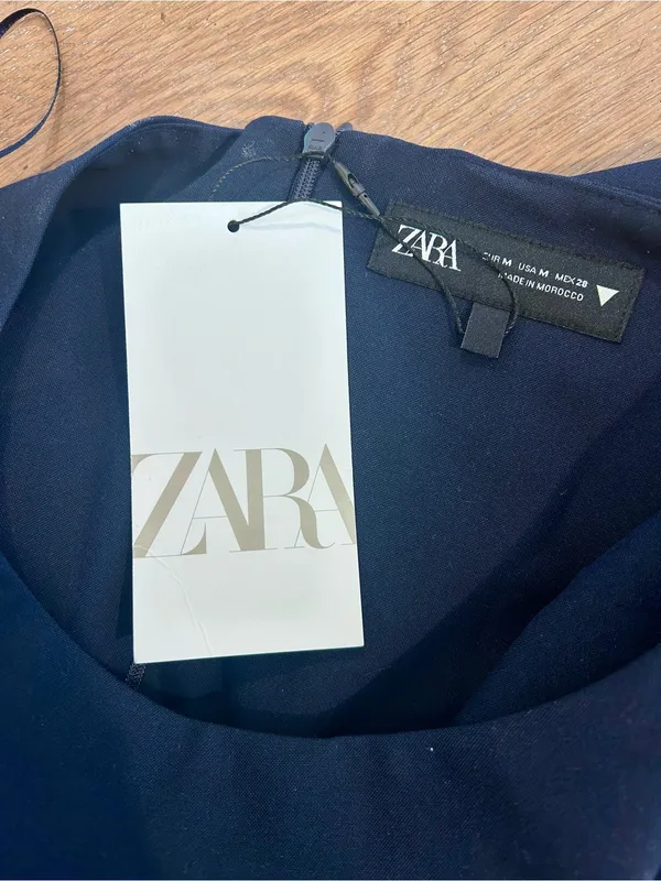 Zara NWT Girl’s Navy Sleeveless Drop-Waist Party Dress, Medium - Image 5