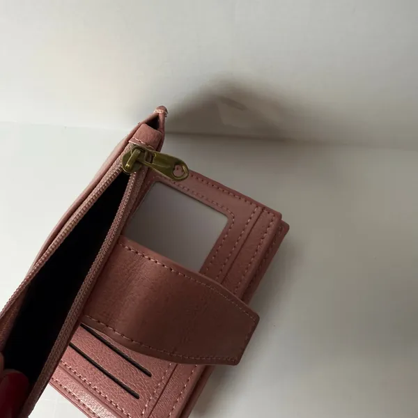 Blush Pink Compact Bifold Wallet Faux Leather Zipper Coin Pocket Card Holder NWT - Image 7