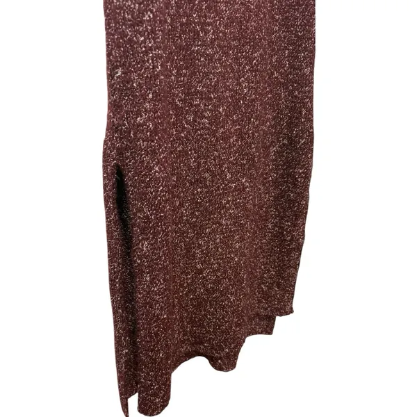 Anthropologie Marled Knit‎ Sleeveless Slit Turtleneck Sweater Tunic Burgundy MED - Image 6