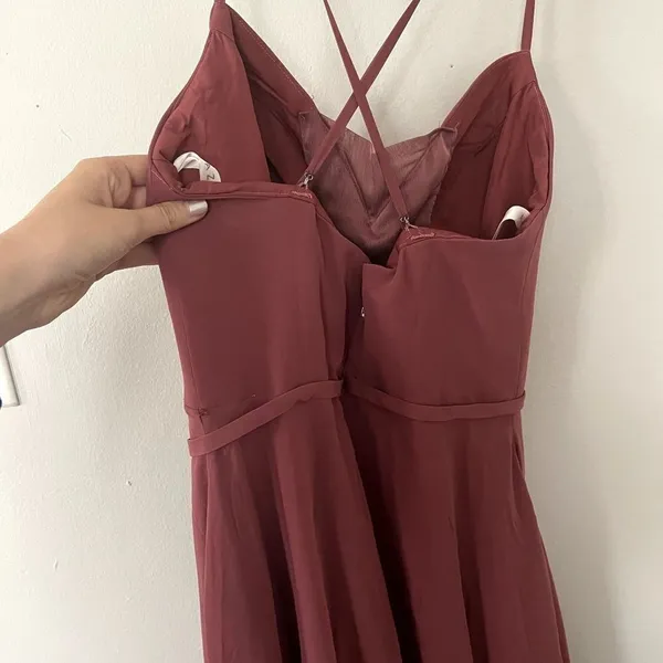 Azazie maroon pink dress criss cross back spaghetti straps formal c‎ bridesmaid - Image 4