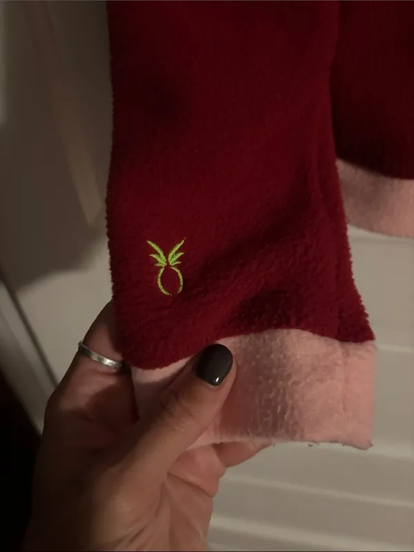 Women’s Red Fleece Turtleneck Fleece Pullover with Pink Trim - Image 2