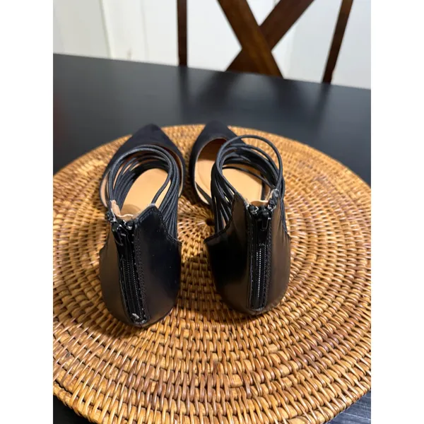 Rampage Pretty Black Pointed Toe Strappy Ankle Cage d'Orsay Flats Size 8.5 M - Image 3